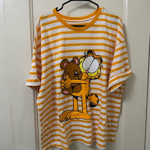 Hot Topic Garfield Striped Tee - Picture 1 of 3